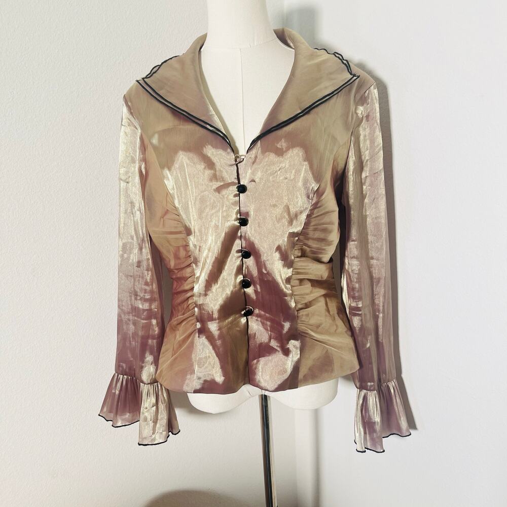 Vintage J.R. Nites by Carol Lynn Blouse 14 Silky Ruched Satin Evening Top
